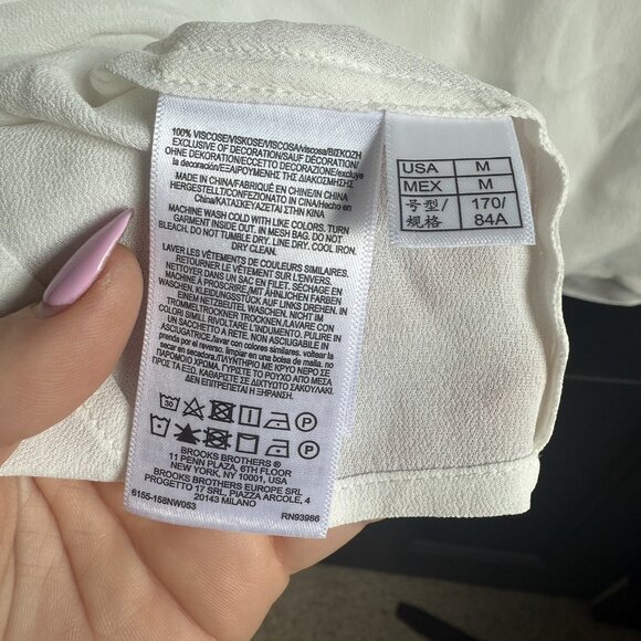 Brooks Brothers White Flutter Sleeve Hidden Button Shell Top Size Medium - Picture 7 of 11